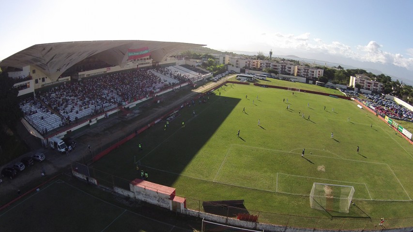 Vista aérea do estádio Luso Brasileiro que sediará os jogos do alvinegro no Rio